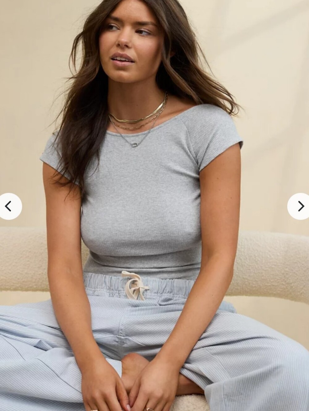 Aerie Ribbed Open Back T-Shirt in Medium Heather Gray